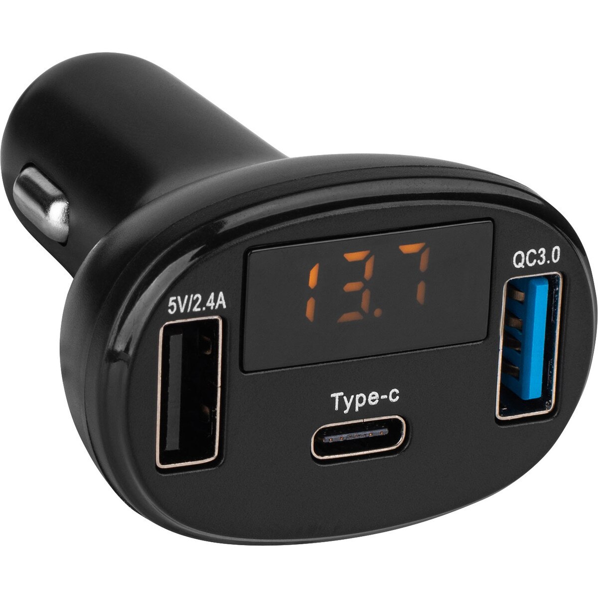 USB Quick Charge 3.0 Type C Car Charger with LED Display